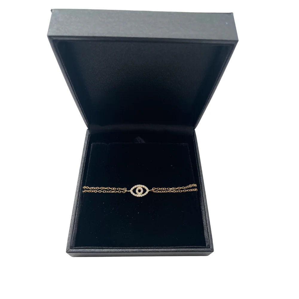 Reversible 14k Yellow Gold Diamond & Ruby Evil Eye Bracelet - Image 4