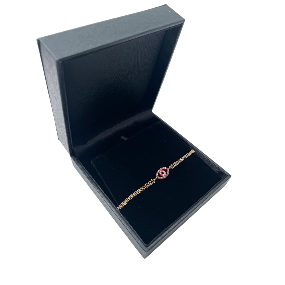 Reversible 14k Yellow Gold Diamond & Ruby Evil Eye Bracelet - Image 5