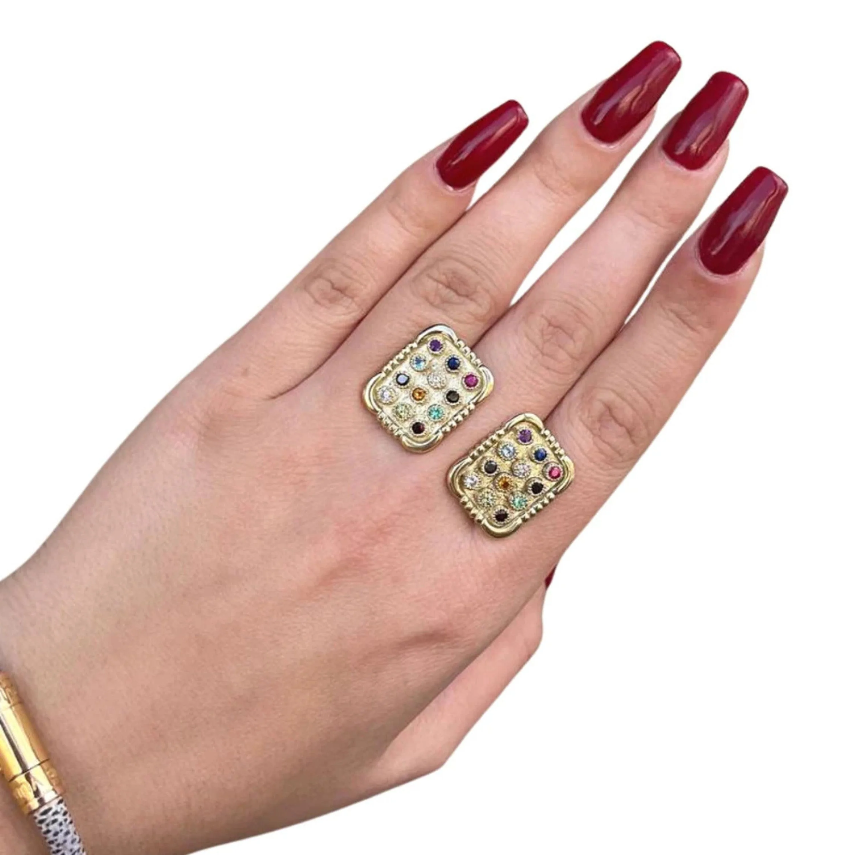 Elegant Choshen Cufflinks 12 Gemstones 14k Yellow Gold - Image 4