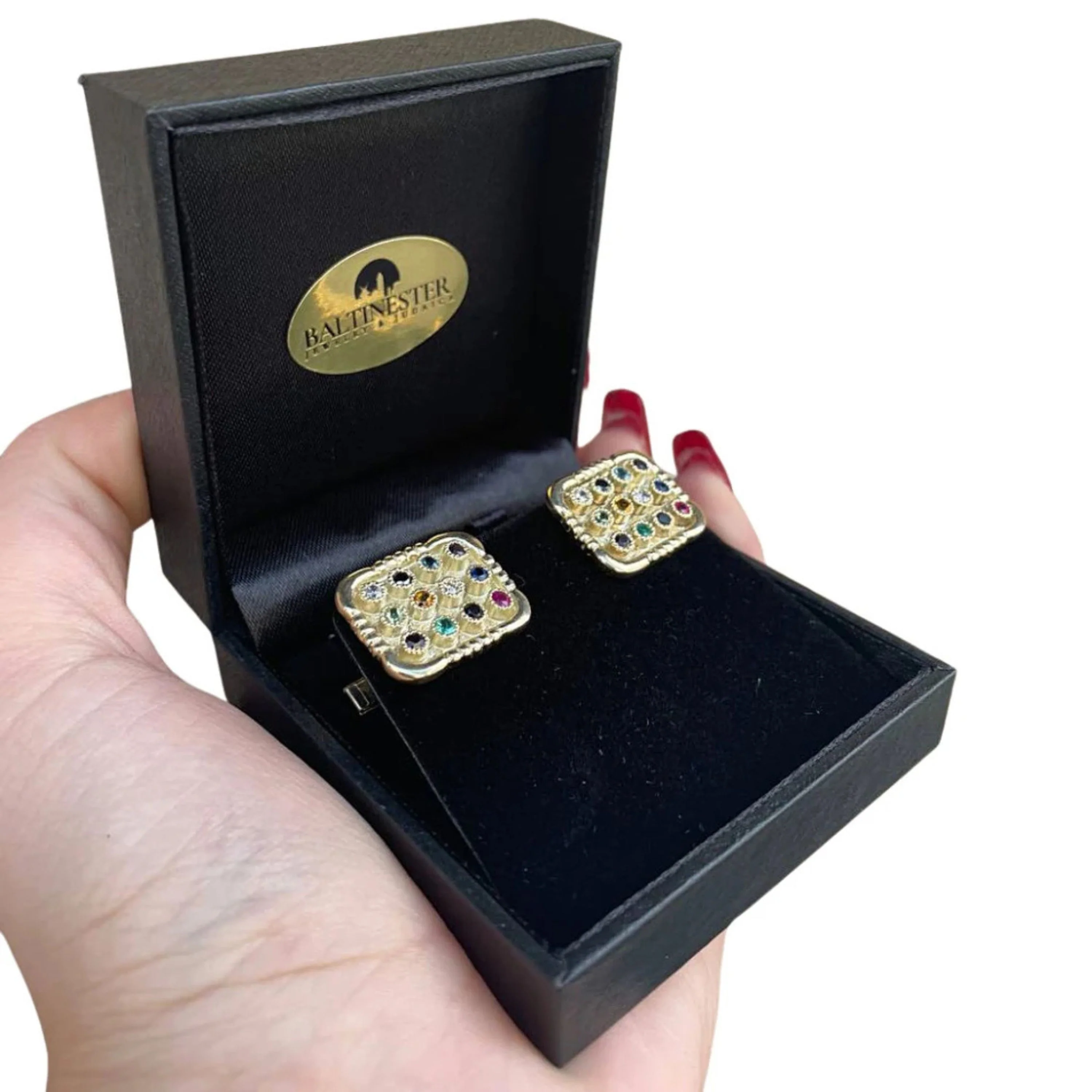 Elegant Choshen Cufflinks 12 Gemstones 14k Yellow Gold - Image 5
