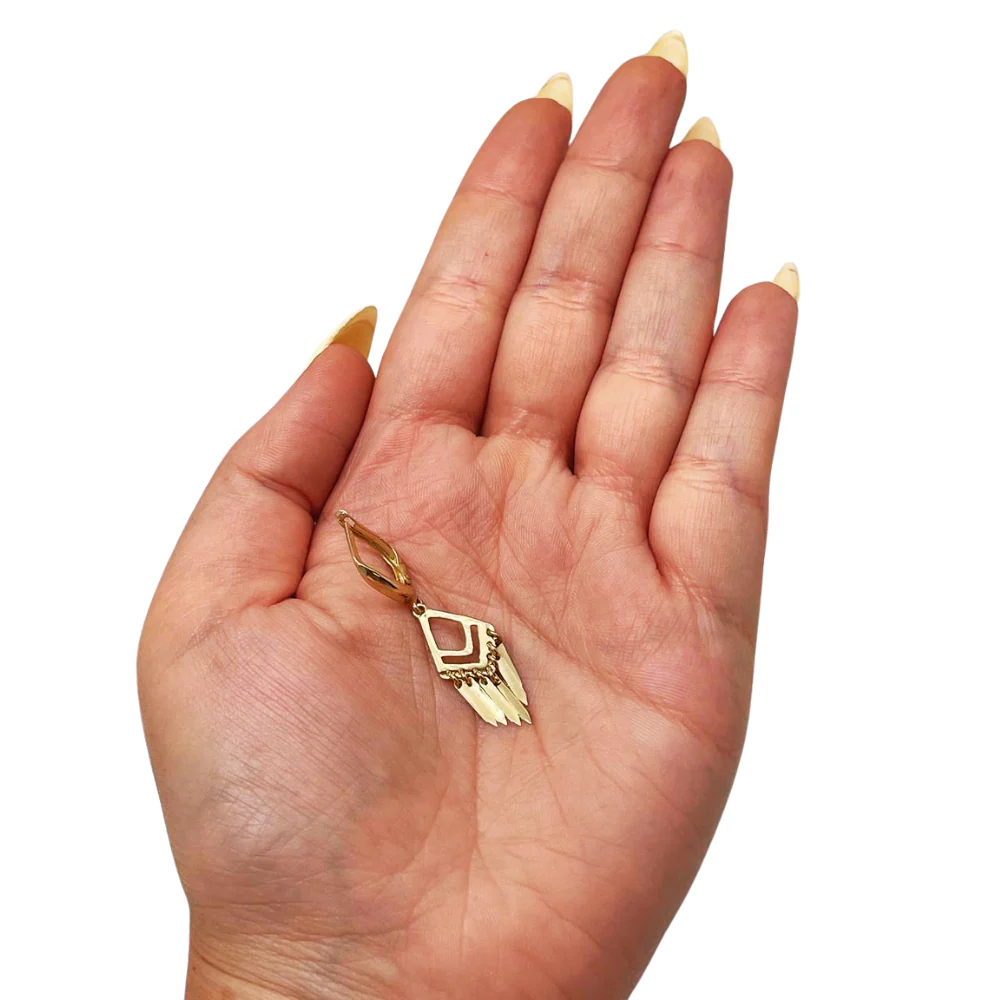 Fringe Dangle Earrings in 14K Solid Gold - Image 3