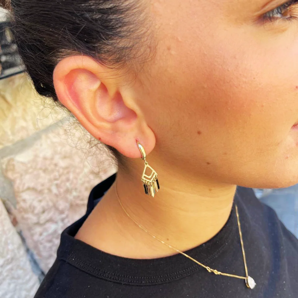 Fringe Dangle Earrings in 14K Solid Gold - Image 4