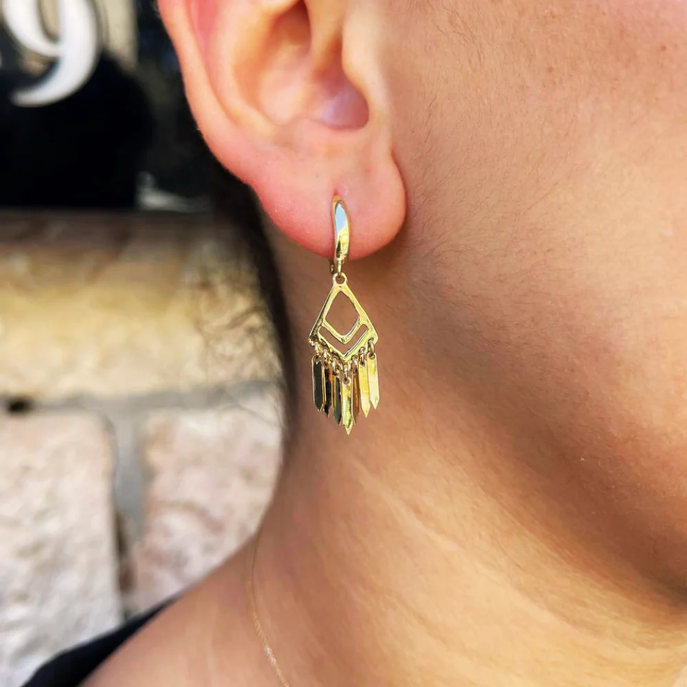 Fringe Dangle Earrings in 14K Solid Gold - Image 5