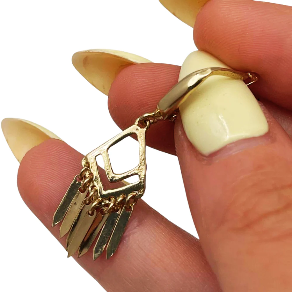 Fringe Dangle Earrings in 14K Solid Gold - Image 6