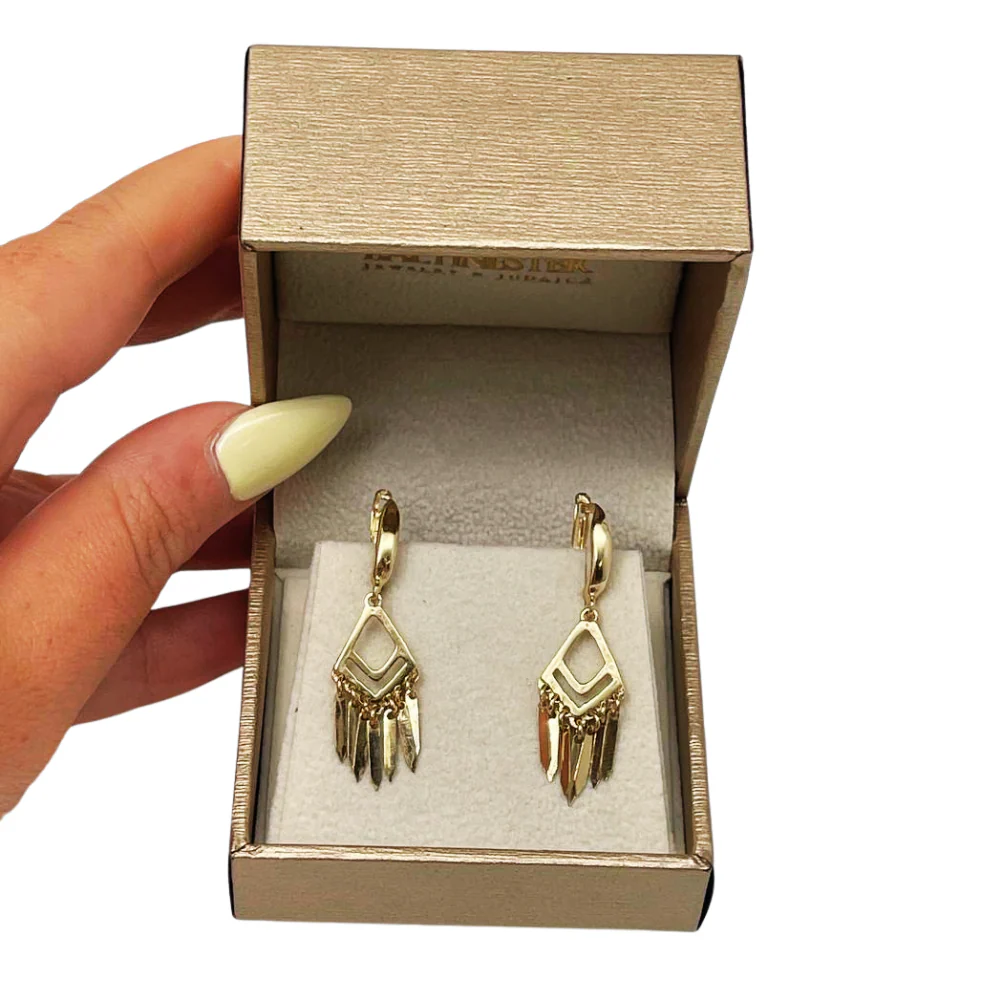 Fringe Dangle Earrings in 14K Solid Gold - Image 8