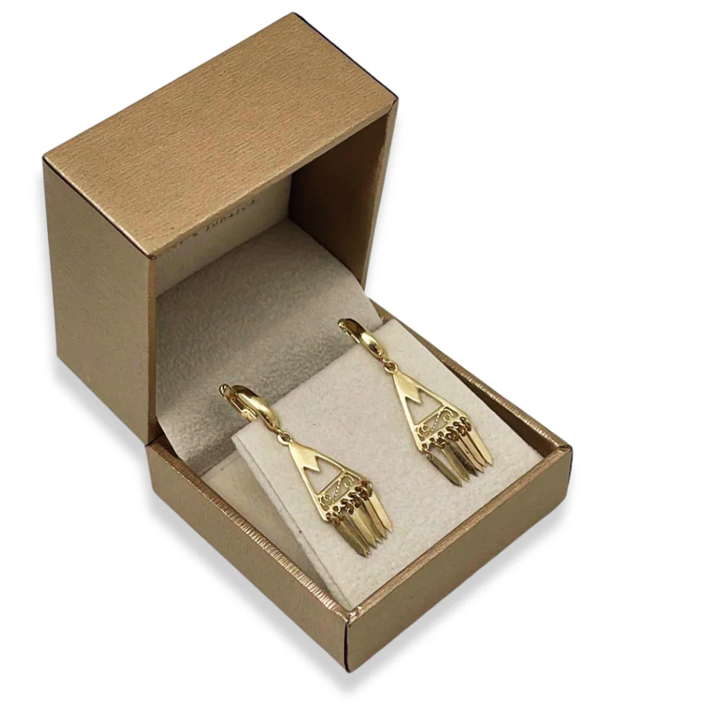 14K Gold Filigree Fringe Earrings — Handcrafted Minimalist Boho Chic Jewelry from Israel - Image 10