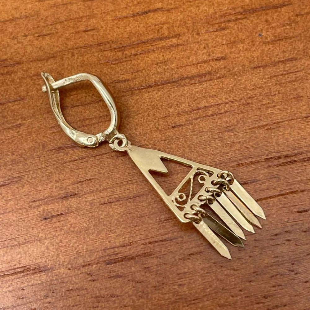 14K Gold Filigree Fringe Earrings — Handcrafted Minimalist Boho Chic Jewelry from Israel - Image 7