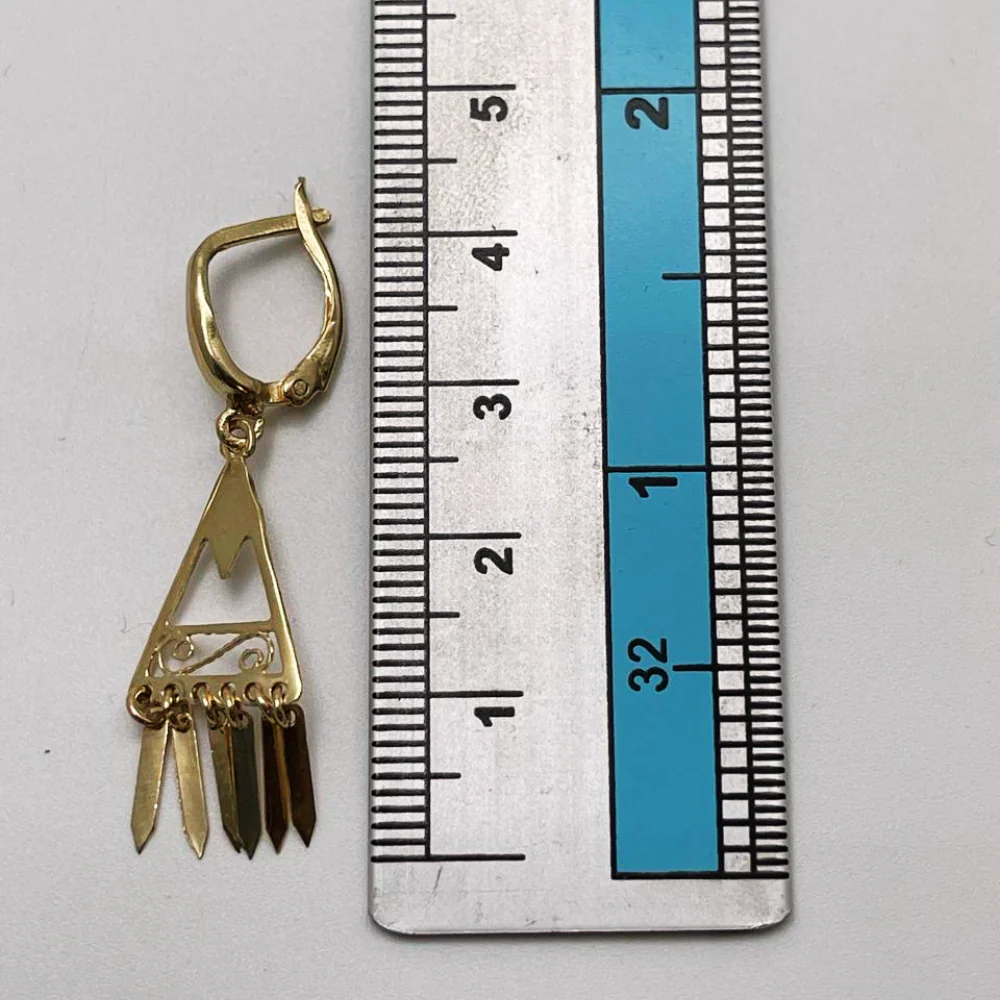 14K Gold Filigree Fringe Earrings — Handcrafted Minimalist Boho Chic Jewelry from Israel - Image 8