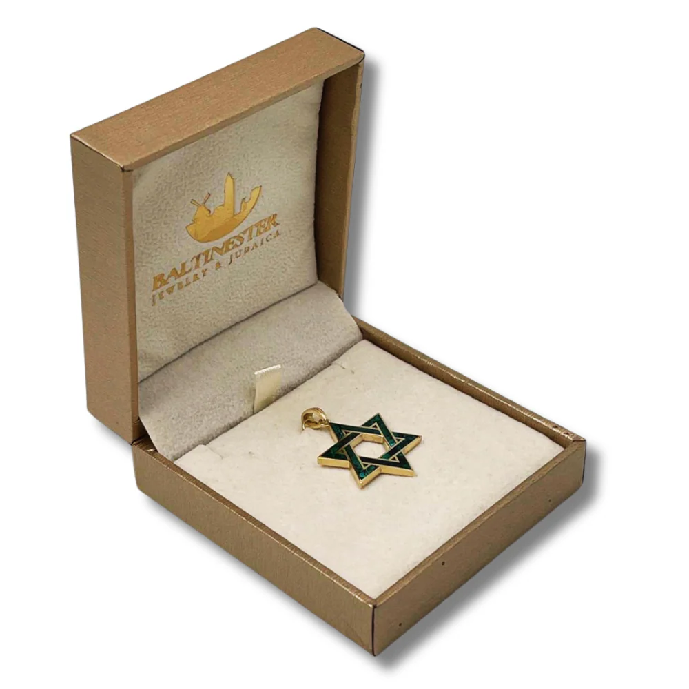 14K Gold Star of David Pendant with Israeli Eilat Stone - 24mm - Image 5
