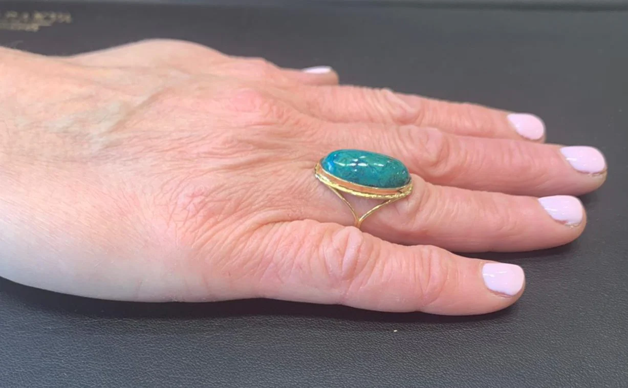 Eilat stone jewellery - 14k Gold Eilat Stone Cocktail Ring - Image 3