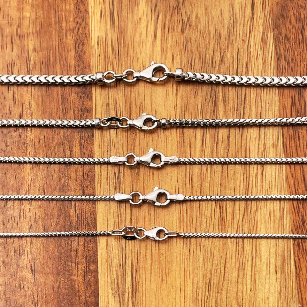 14k White Gold Franco Gold Chain 1.3mm 16-28" - Image 3