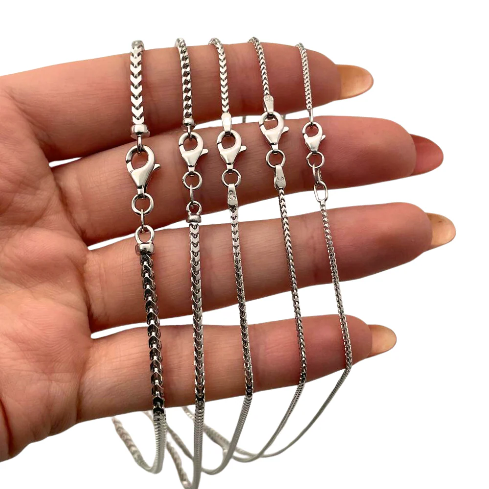 14k White Gold Franco Gold Chain 1.3mm 16-28" - Image 5