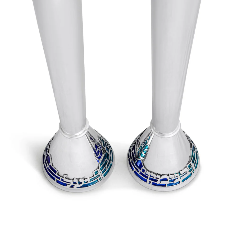 CANDLESTICKS - Personalized Silver Modern Candlesticks with Jerusalem in Enamel - Image 4