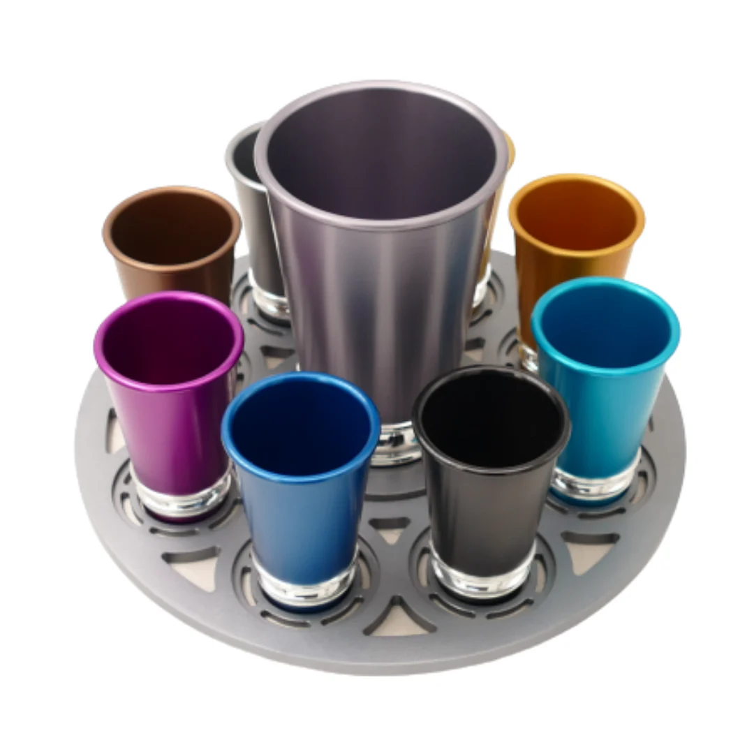 Multi-Color Wine Fountain with 8 Kiddush Cups - Image 4