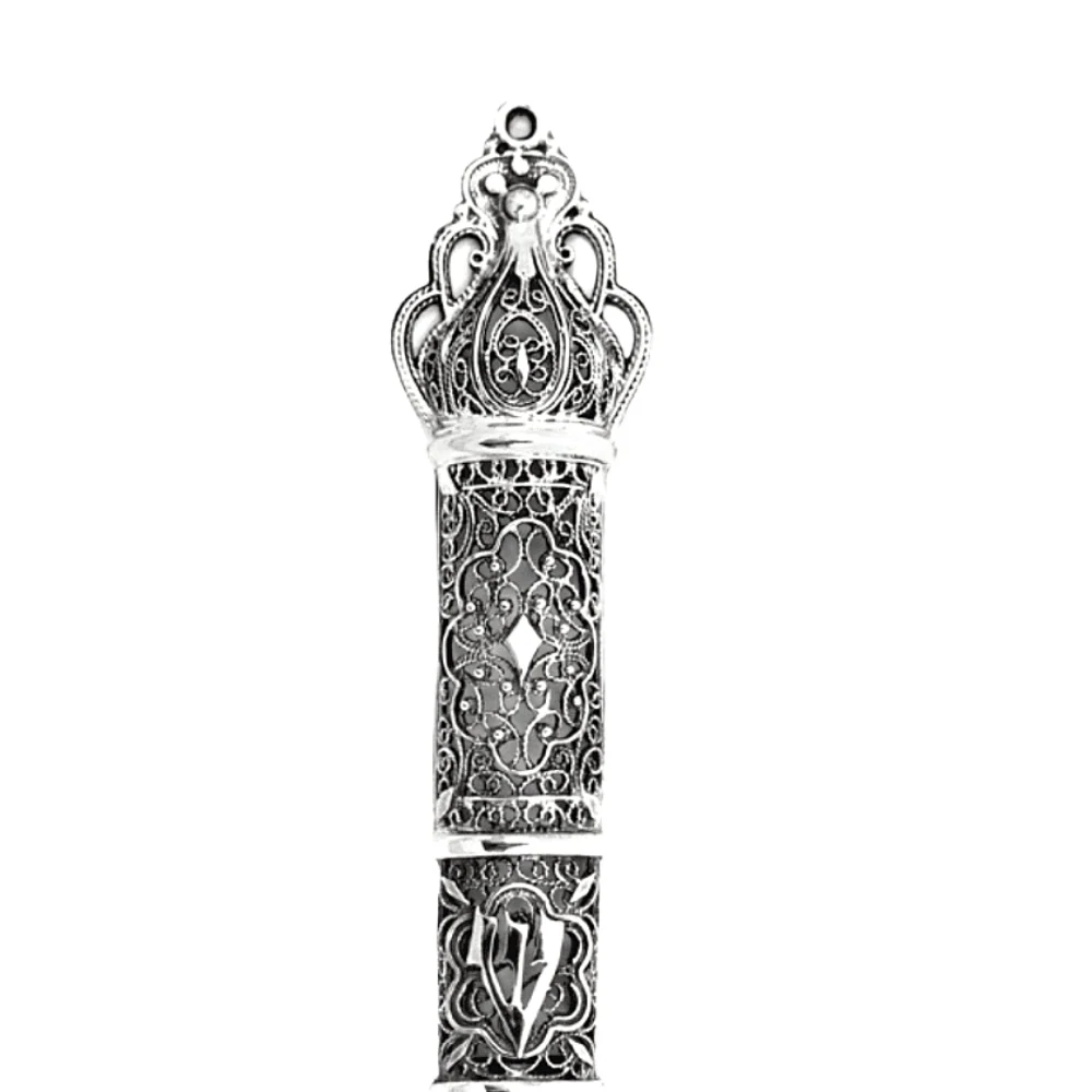 Silver Mezuzah Case with Filigree Art - Image 3