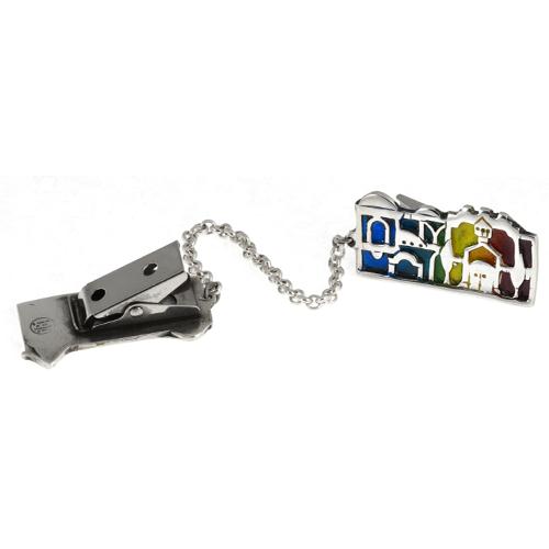 Silver Jerusalem Enamel Tallit Clip - Image 3