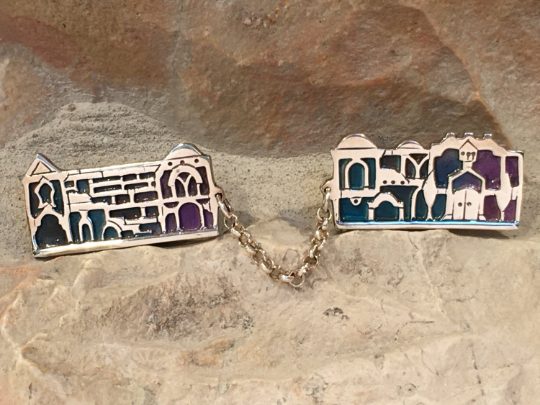 Silver Jerusalem Enamel Tallit Clip - Image 5