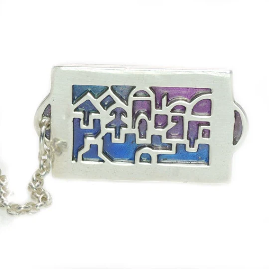 Colored Enamel Jerusalem Silver Tallis Clips - Image 4