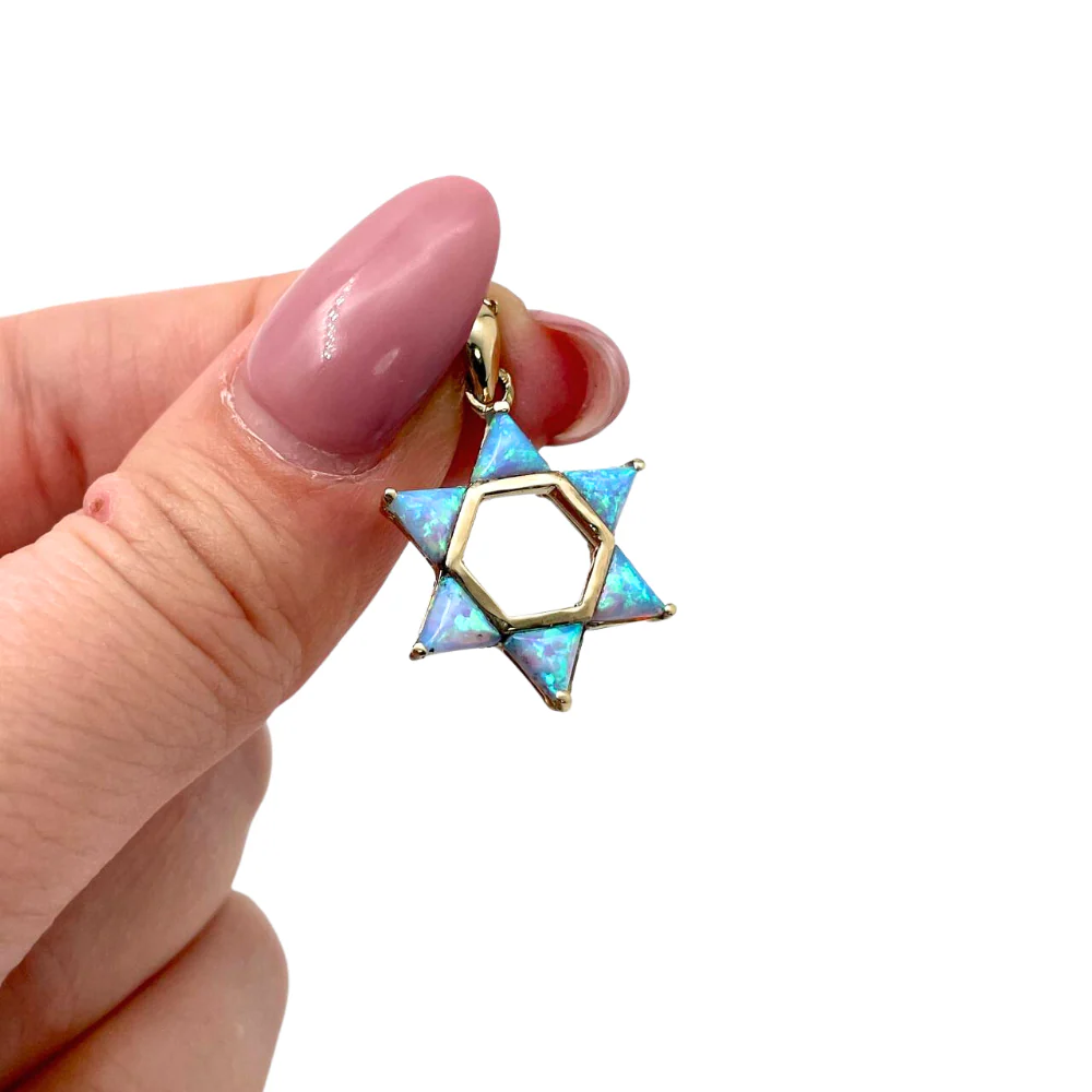 Opalite Star of David Pendant in 14k Gold - Image 4