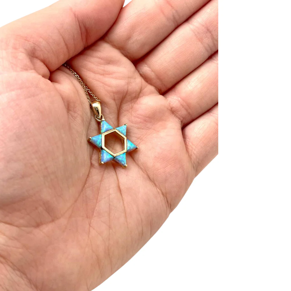 Opalite Star of David Pendant in 14k Gold - Image 5