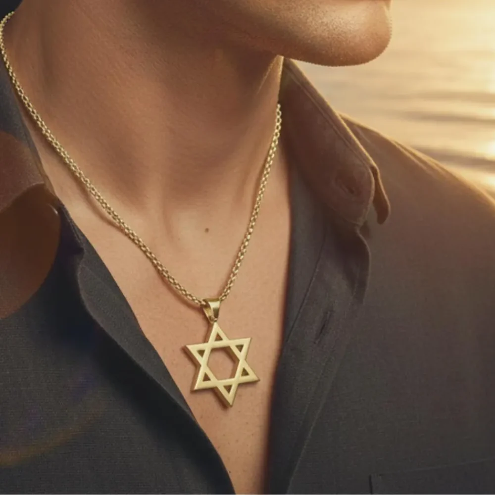 Classic Star of David Solid 14K Gold Pendant - 35 mm - Image 4