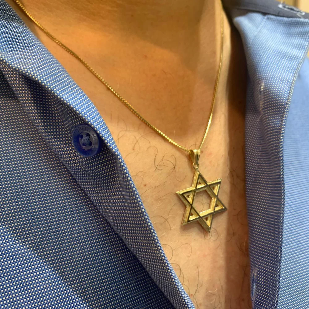 Star of David Dual Layer 14k Pendant Yellow Gold - Image 3