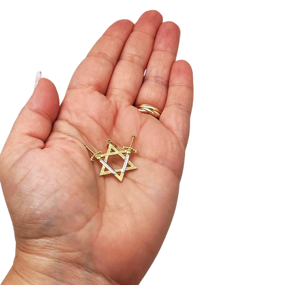 Victory Swords Star of David Pendant in 14K Two-Tone Gold - Image 4