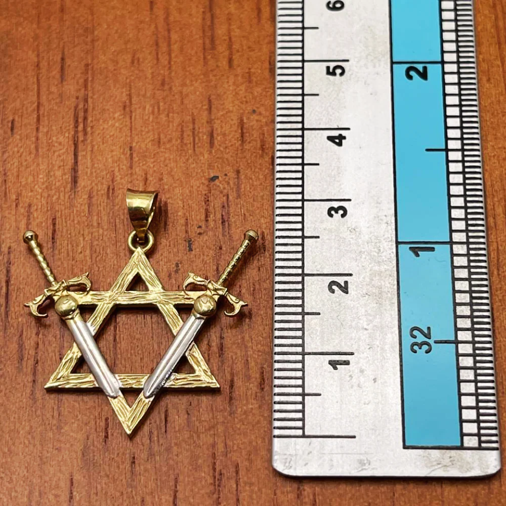Victory Swords Star of David Pendant in 14K Two-Tone Gold - Image 5