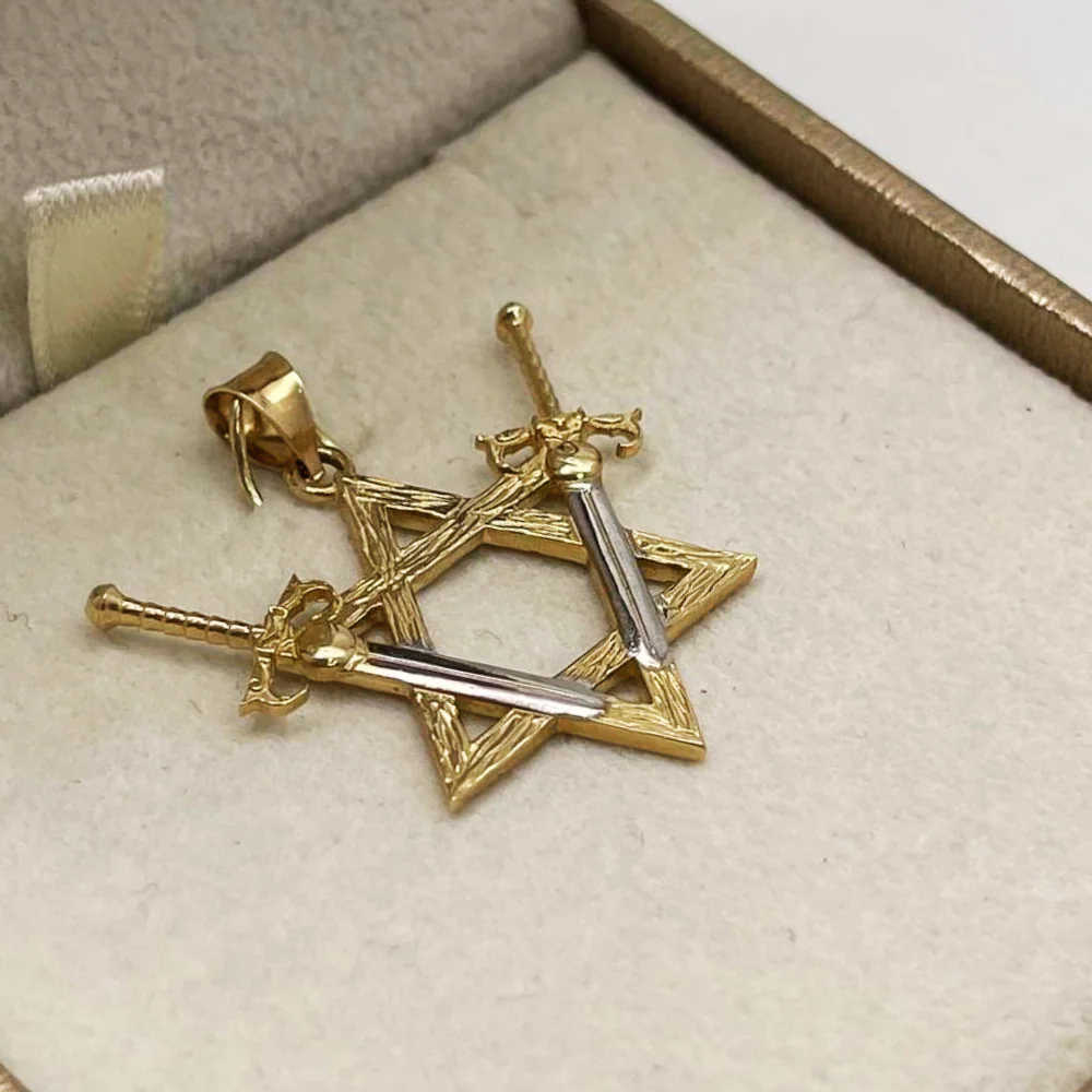 Victory Swords Star of David Pendant in 14K Two-Tone Gold - Image 7