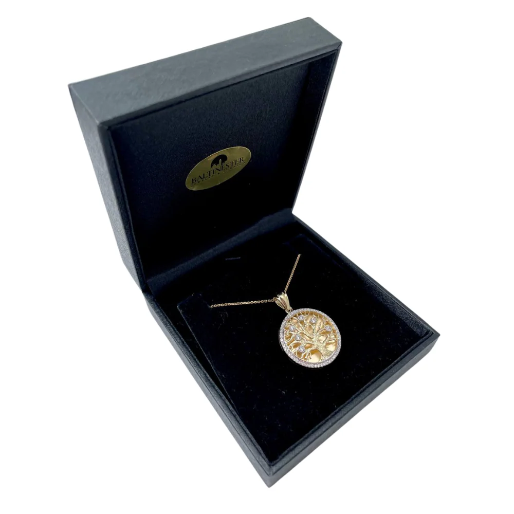 Tree of Life Pendant - 14K Yellow Gold Diamond Round - Image 4