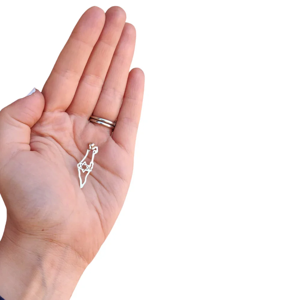 Map of Israel Star of David Pendant in 14K Yellow Gold - Image 4