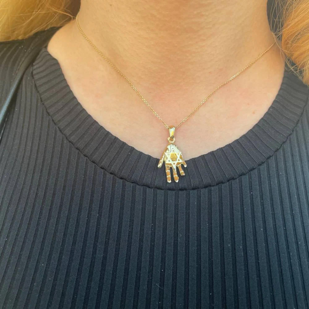 3D Hand Star of David Pendant in 14k Gold - Image 3