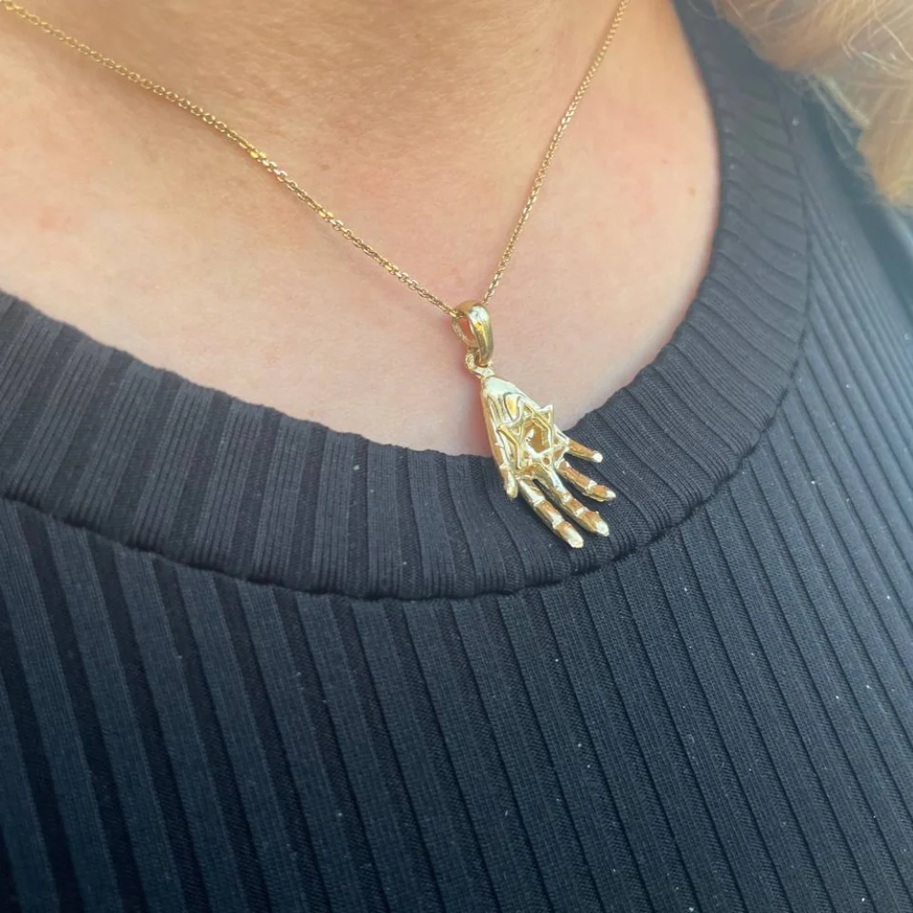 3D Hand Star of David Pendant in 14k Gold - Image 4