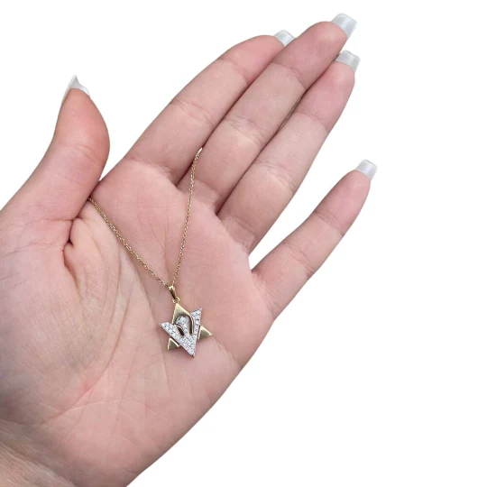 Diamond Star of David Dove of Peace Pendant in 18K Gold - Image 5