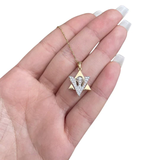 Diamond Star of David Dove of Peace Pendant in 18K Gold - Image 6