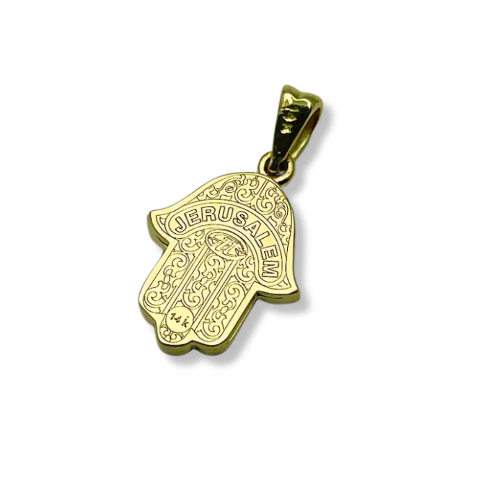 Diamond Hamsa Evil Eye Pendant in 14K Gold - Image 10