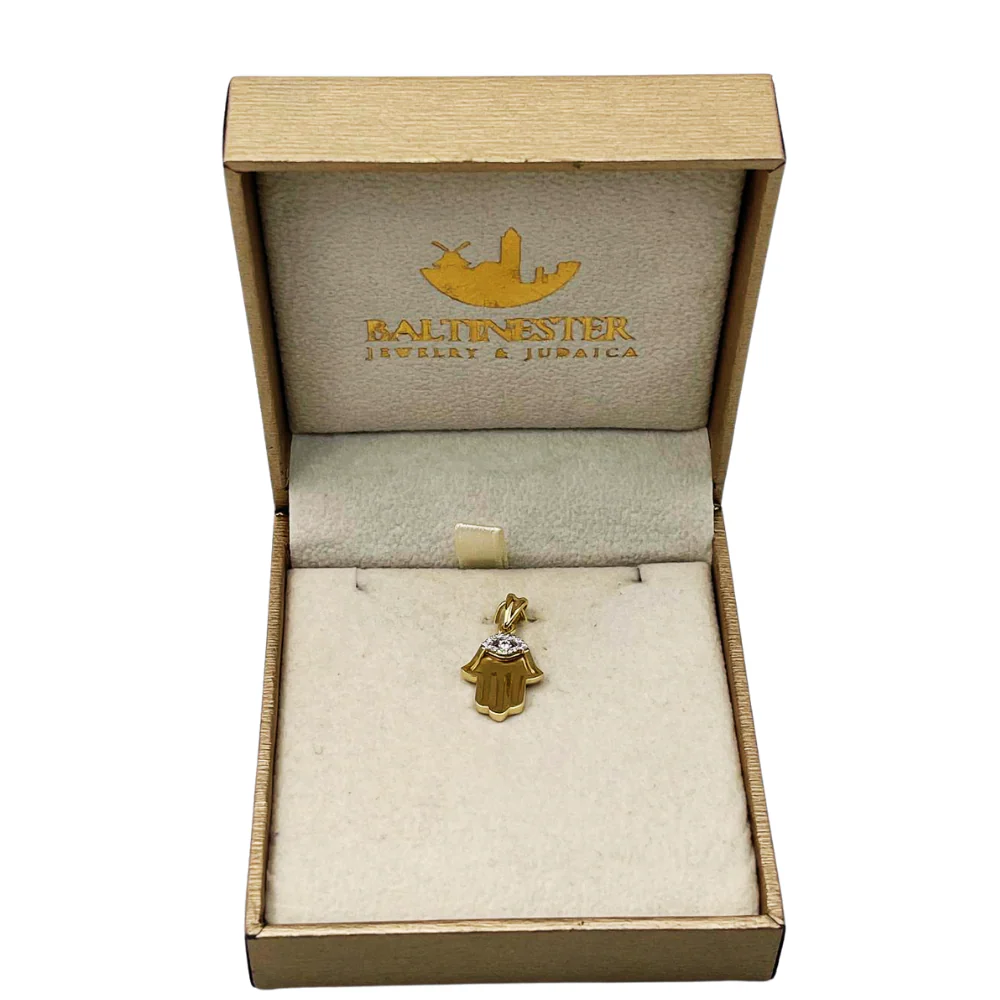 Diamond Hamsa Evil Eye Pendant in 14K Gold - Image 8