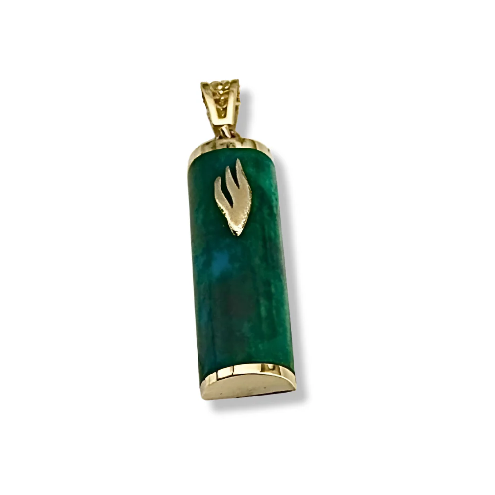 Mezuzah Pendant with Eilat Stone and Shin in 14K Gold - Image 4
