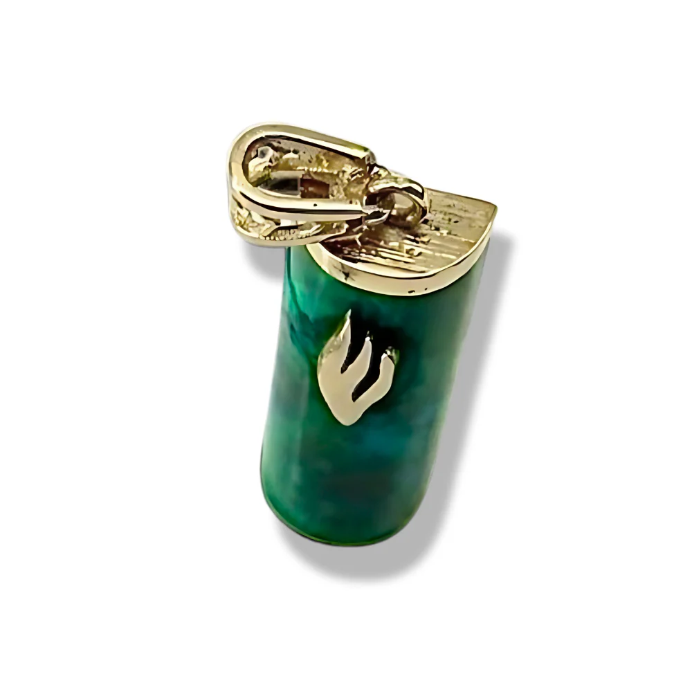 Mezuzah Pendant with Eilat Stone and Shin in 14K Gold - Image 5