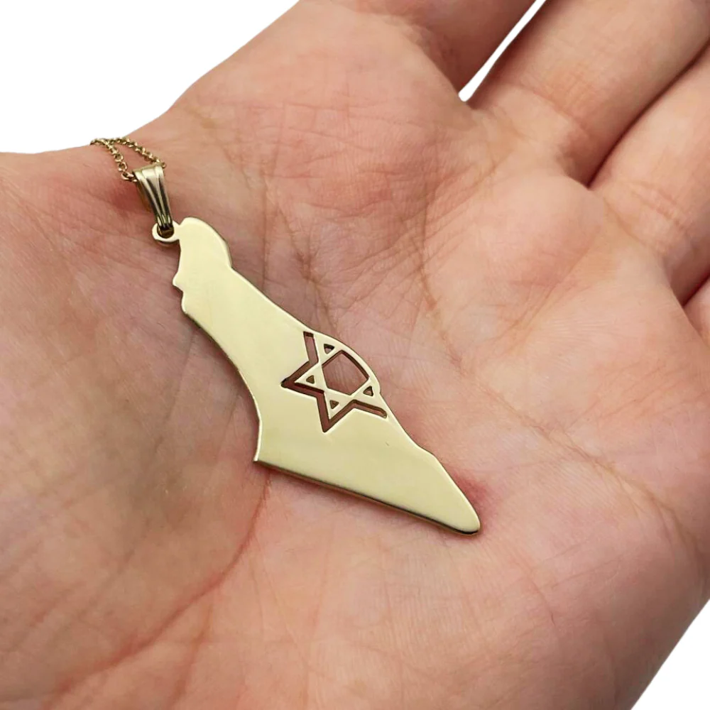 Map of Israel with Star of David 14K Gold Pendant - Image 3