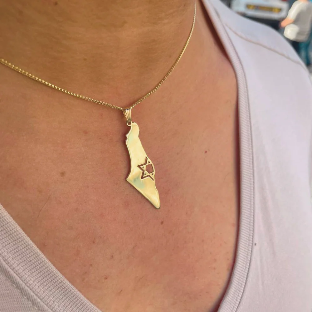 Map of Israel with Star of David 14K Gold Pendant - Image 4