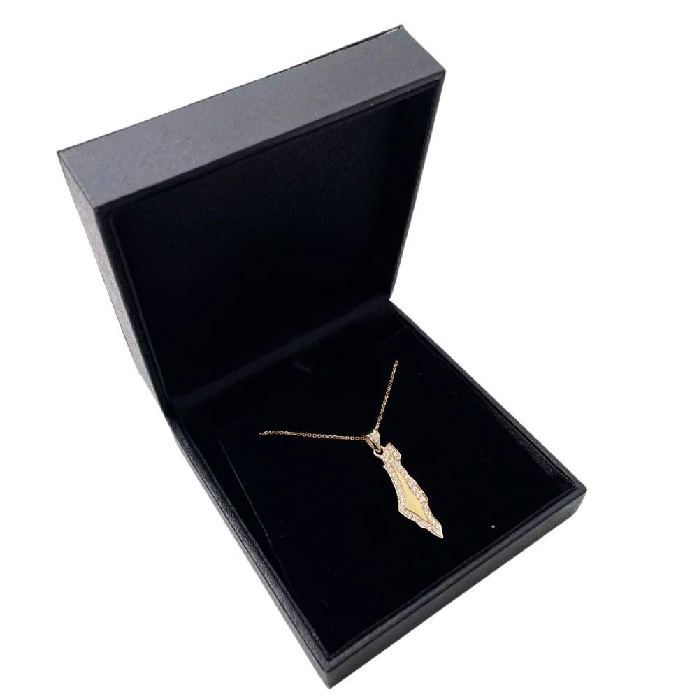 Diamond Map of Israel Am Israel Chai October 7 Pendant in 14K Gold - Image 6