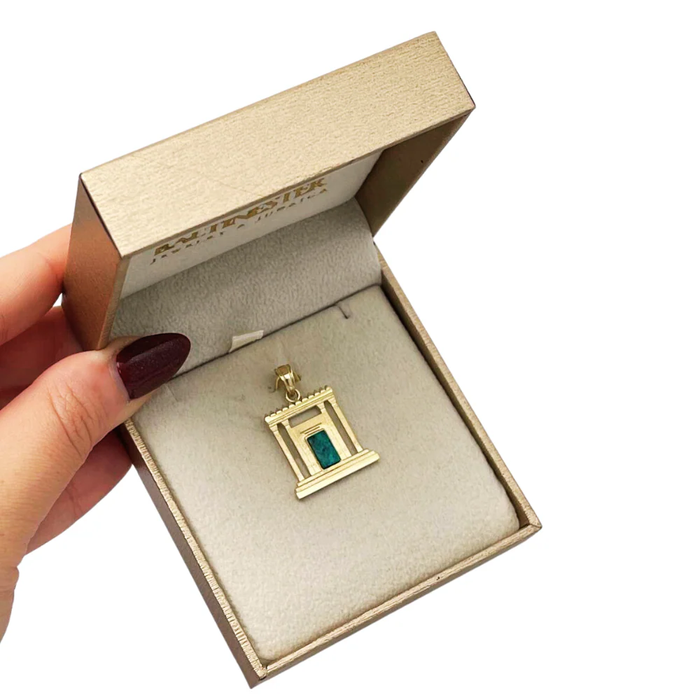 Jerusalem Temple Necklace in 14K Gold with Israeli Eilat Stone - Image 5