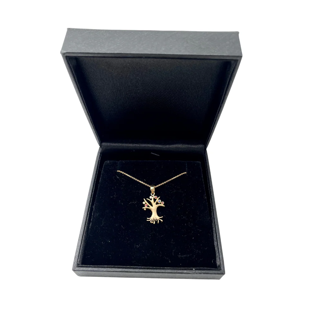 Tree of Life Rubies Diamonds Sapphires 14k Gold Pendant - Image 3