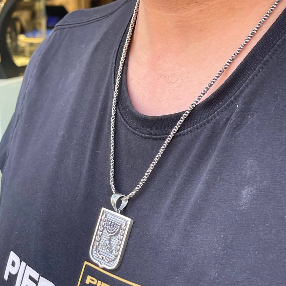 Emblem of Israel Pendant for Men in Silver - Large - Image 8