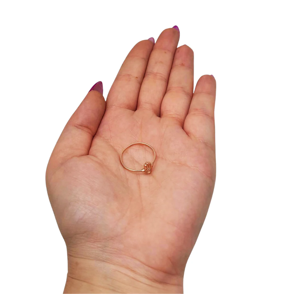 Hamsa Evil Eye Minimalist Ring with Diamonds in 14K Rose Gold - Image 6