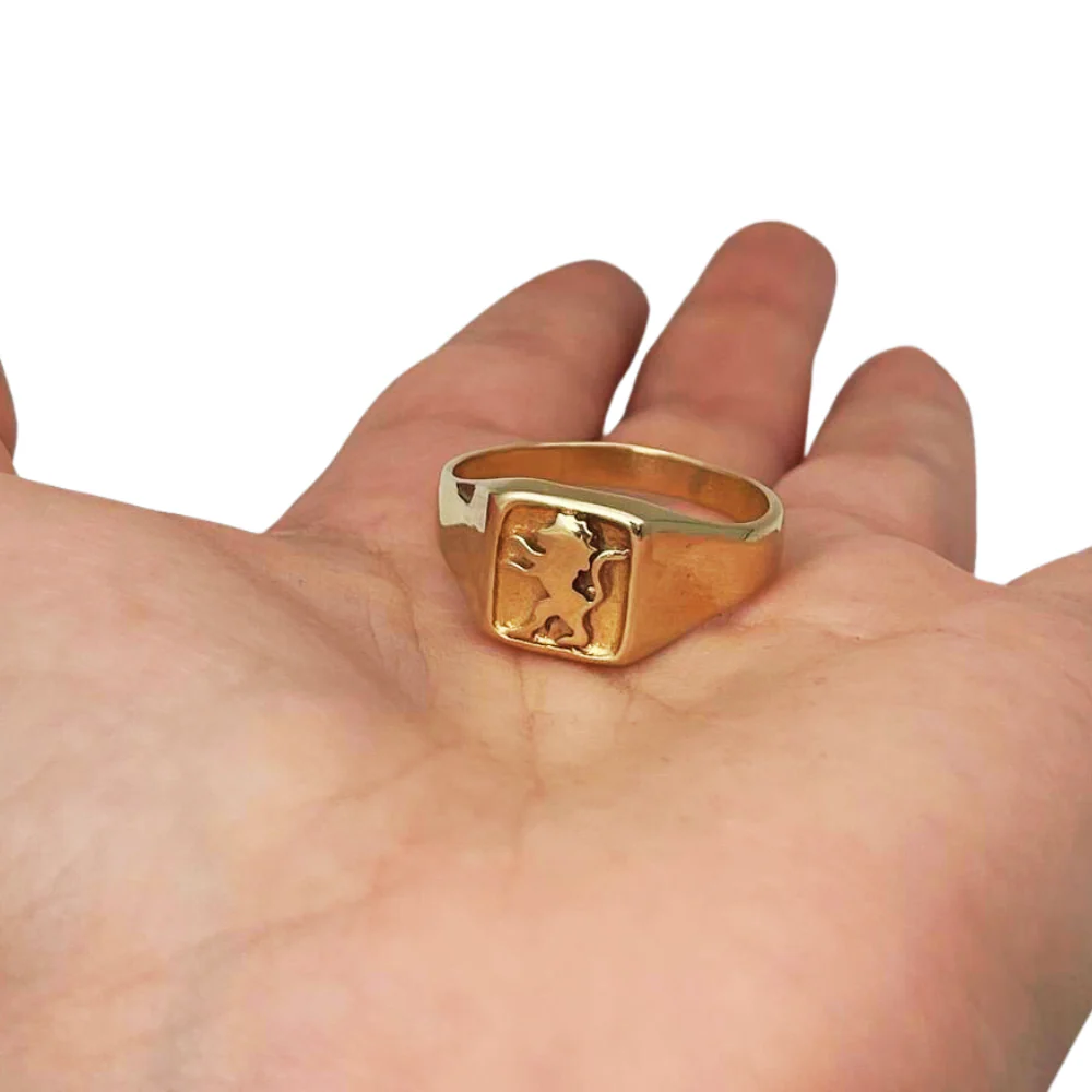 14k Gold Lion of Judah Signet Ring - Image 4