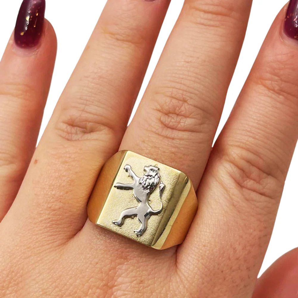 Lion of Judah Signet Ring in 14K Two Tone Gold - Image 10