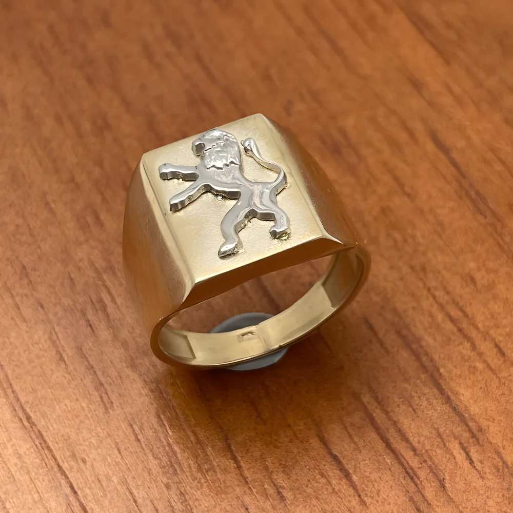 Lion of Judah Signet Ring in 14K Two Tone Gold - Image 3