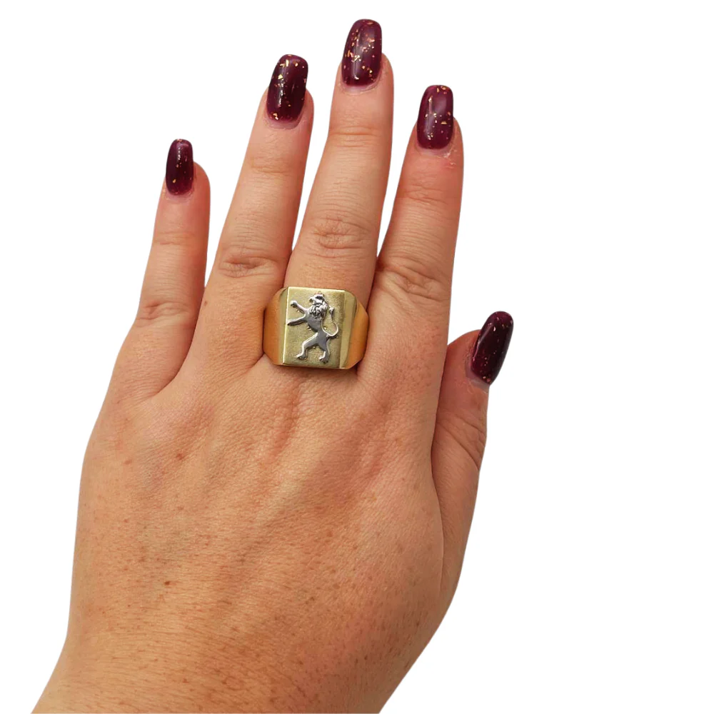 Lion of Judah Signet Ring in 14K Two Tone Gold - Image 9